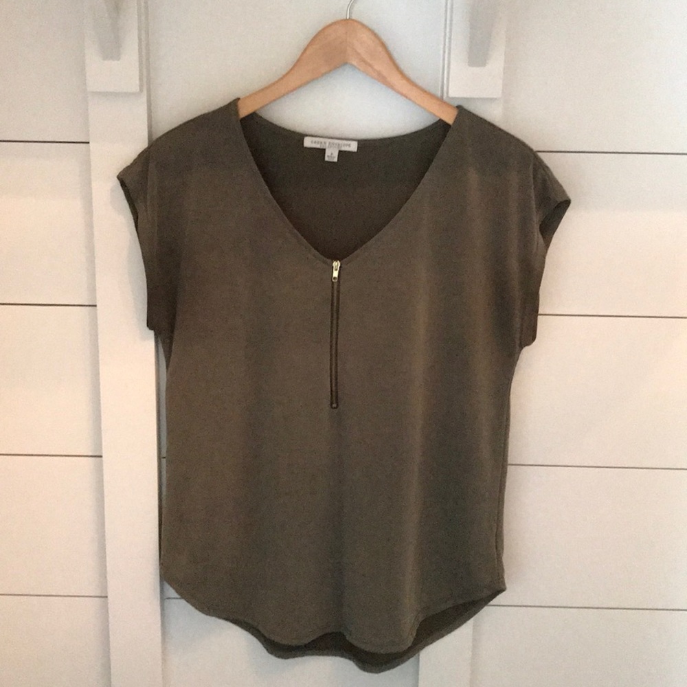 Green Envelope zipper front shirt